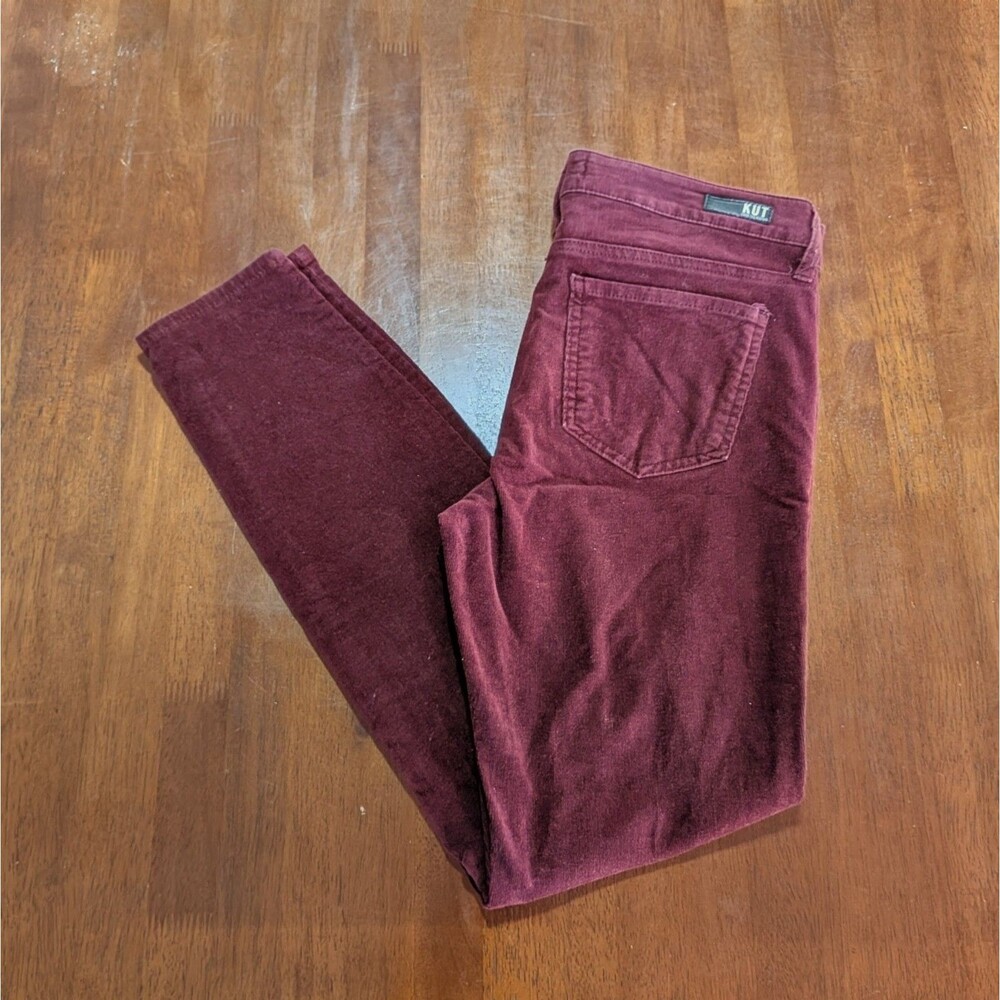 Kut Jeans Women's 8 Burgundy Wine Corduroy Diana High Rise Skinny pants